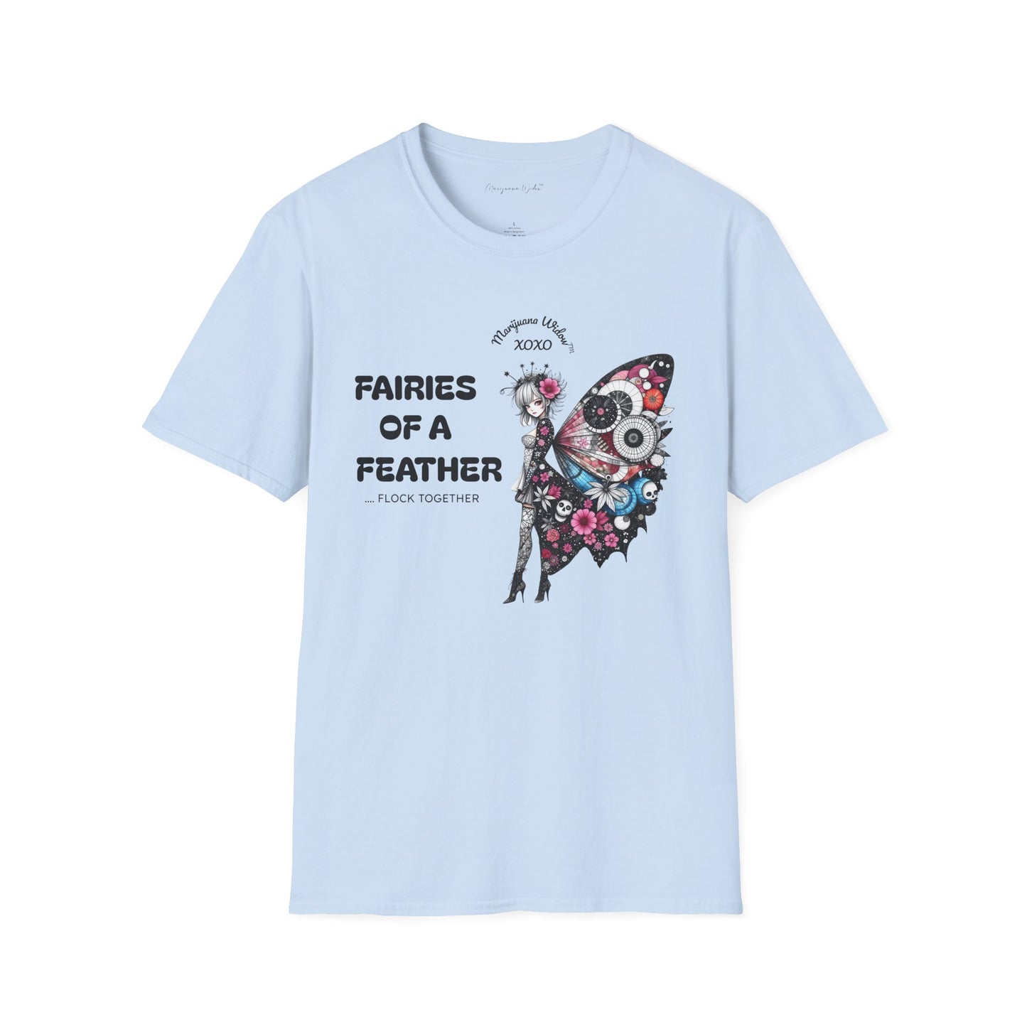 Fairies of a Feather T-Shirt — Floral Skull Wing Graphic Unisex Tee