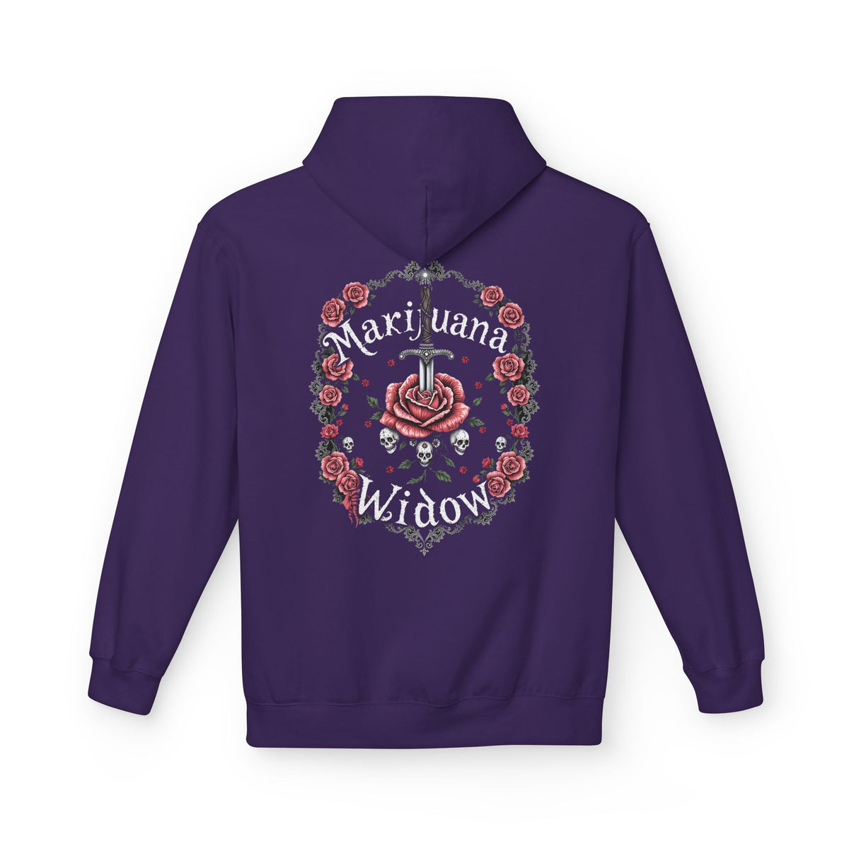 Marijuana Widow "Heart Aperture" - Pink Rose with Lace and Skulls Floral Hoodie - Marijuana Widow