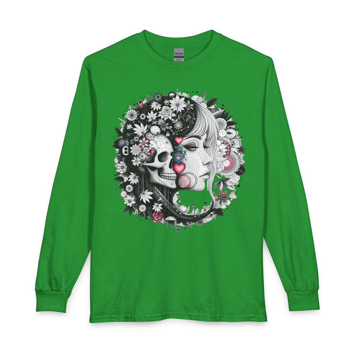 Skull & Mary Floral Long Sleeve Tee — Day of the Dead Romance - Marijuana Widow