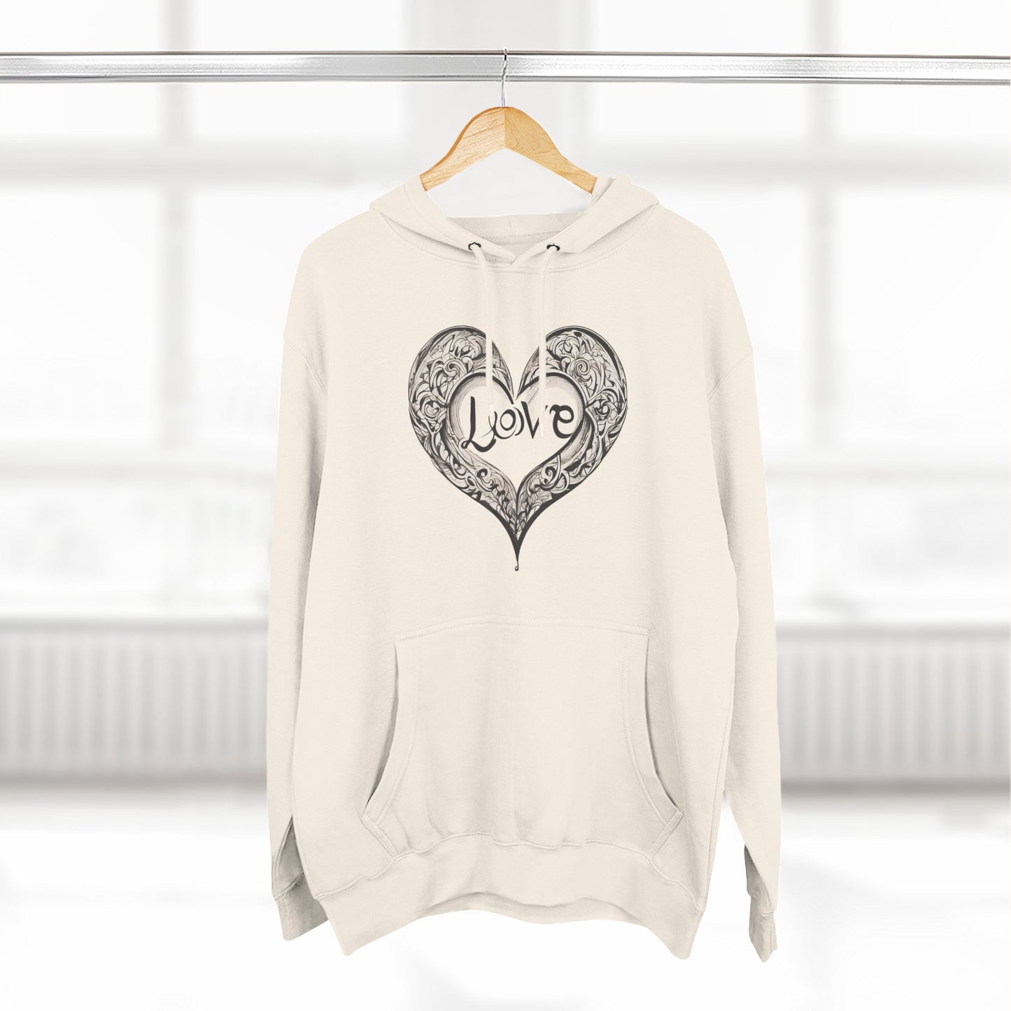 Love Heart Hoodie — Vintage Filigree Heart Pullover - Unisex Hoodie