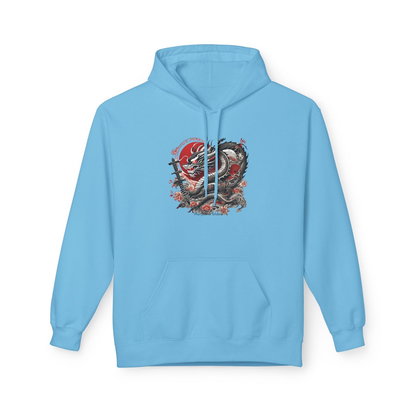 Koi Dragon Hoodie - Japanese Tattoo Style, Red Black - Unisex Sweatshirt