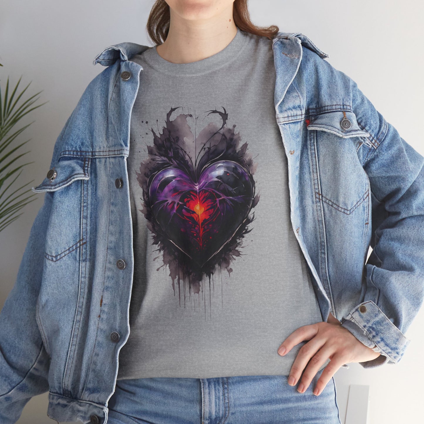 Dark Heart Graphic Tee – Gothic Neon Heart - Unisex T-shirt
