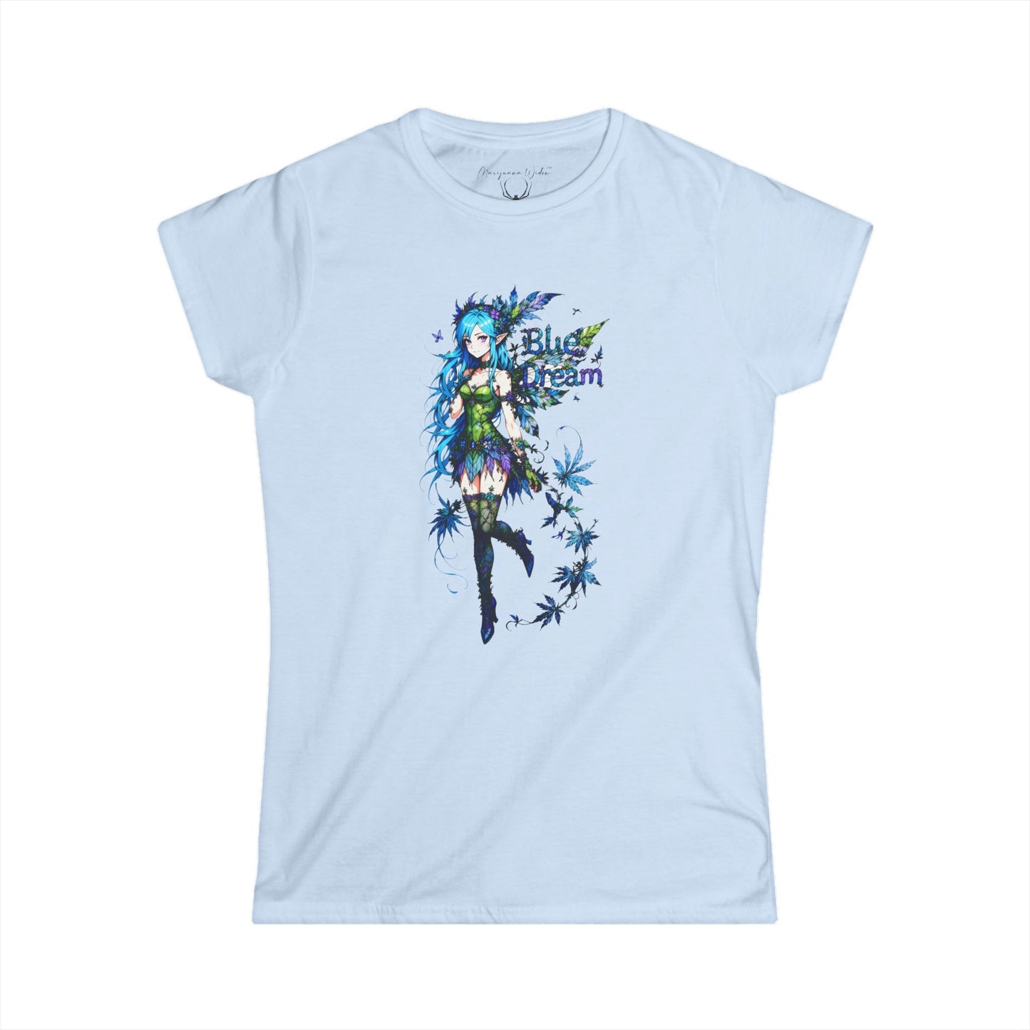 Blue Dream Anime Fairy T-Shirt — Floral Fantasy Graphic Unisex T-shirt