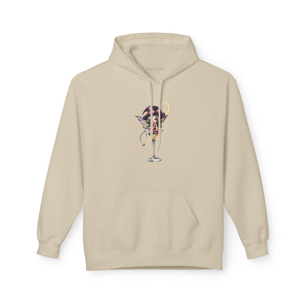 Halloween Fairy - Martini Bath Graphic Unisex Hoodie — Retro Cocktail Illustration - Marijuana Widow