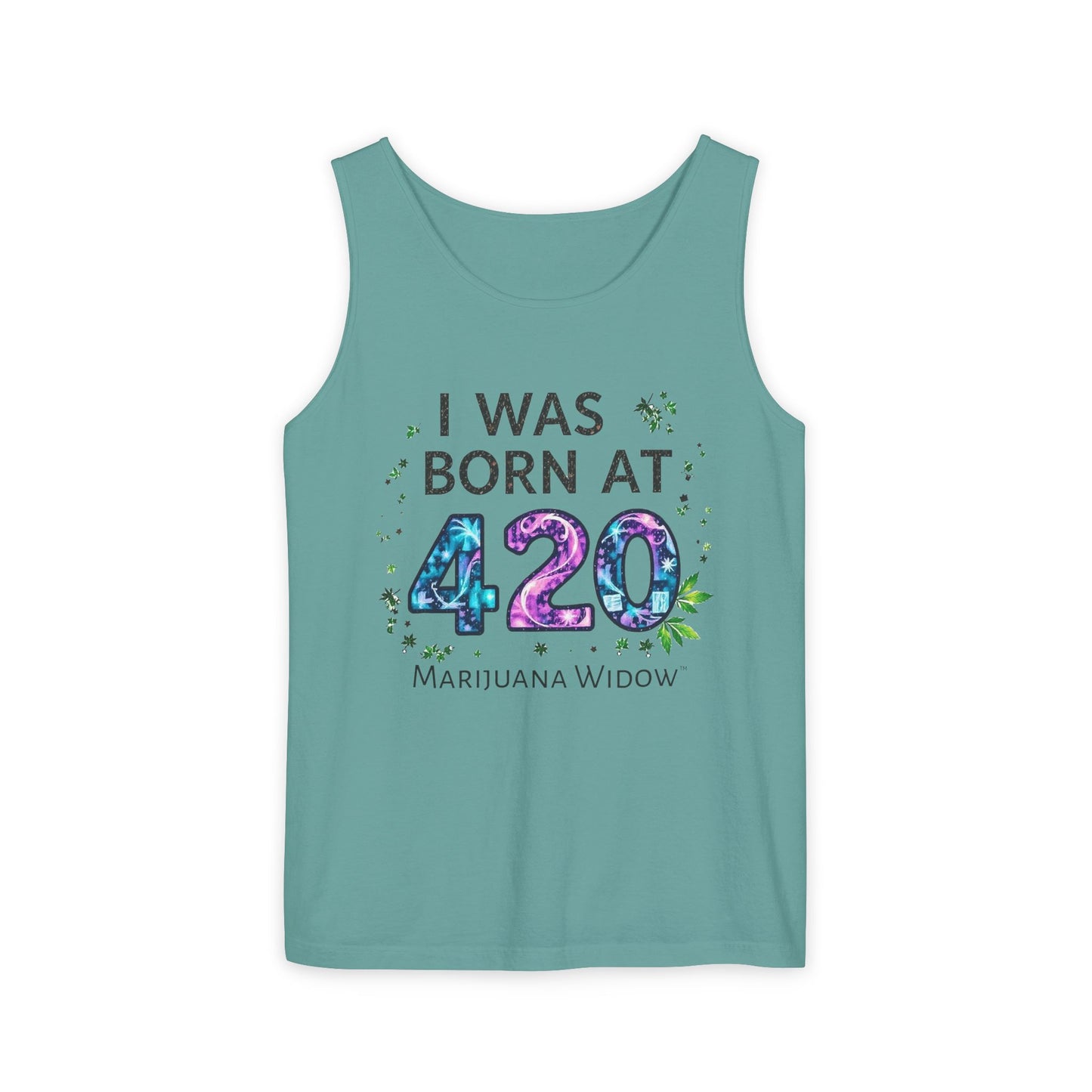 Born at 4/20 Tank Top – 'I Was Born At 420' Cannabis Graphic Tank - Unisex Tank Top