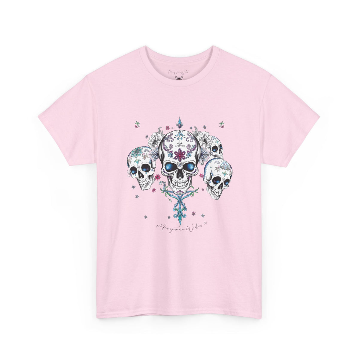 Dia de Los Muertos - Skulls - Blue Pink Green - Unisex T-shirt - Marijuana Widow