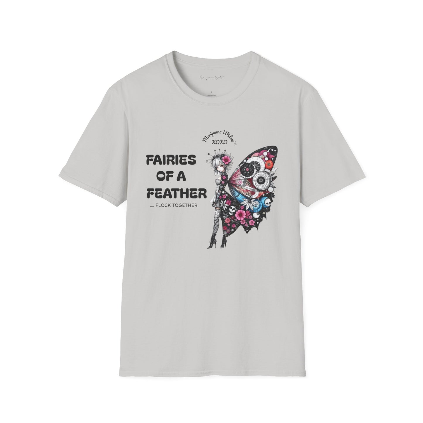 Fairies of a Feather T-Shirt — Floral Skull Wing Graphic Unisex Tee