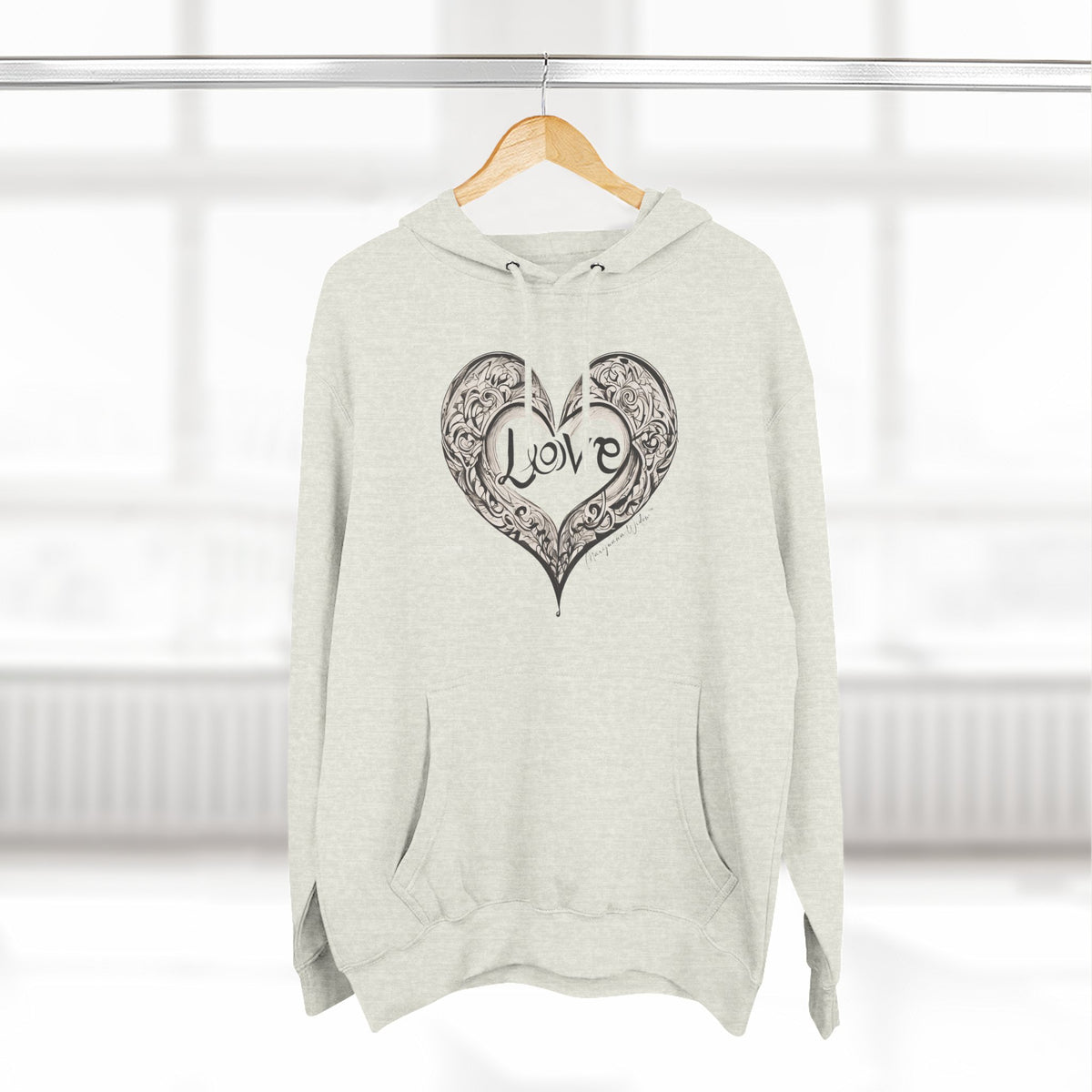 Love Heart Hoodie — Vintage Filigree Heart Pullover - Unisex Hoodie - Marijuana Widow