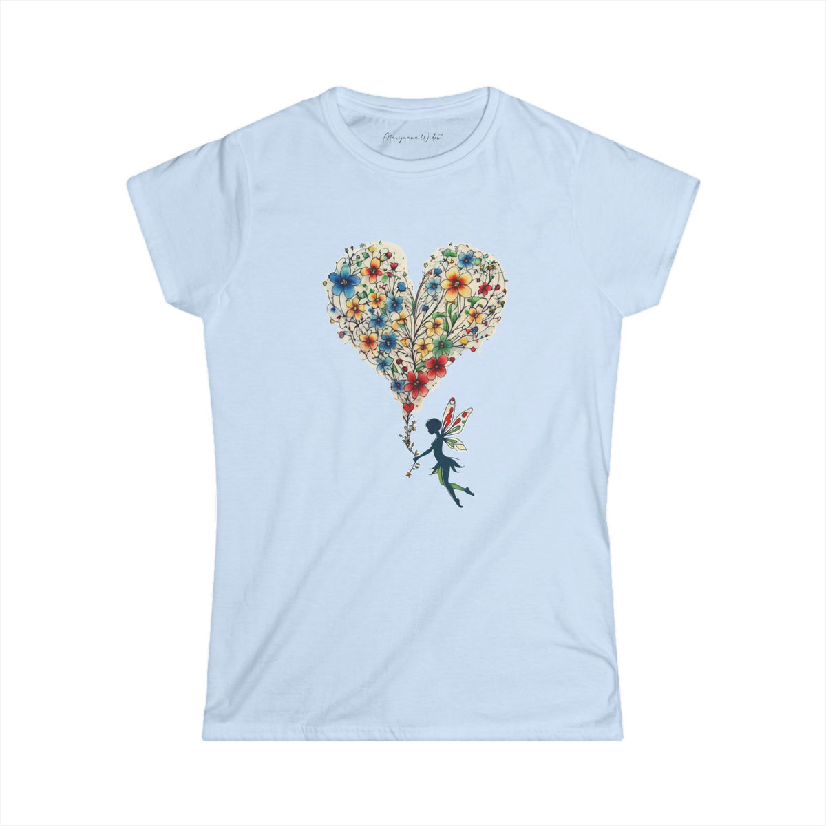 Floral Heart T-Shirt — Let Your Heart Bloom - Cute Watercolor Bouquet Heart - Women's White Softstyle Tee - Marijuana Widow