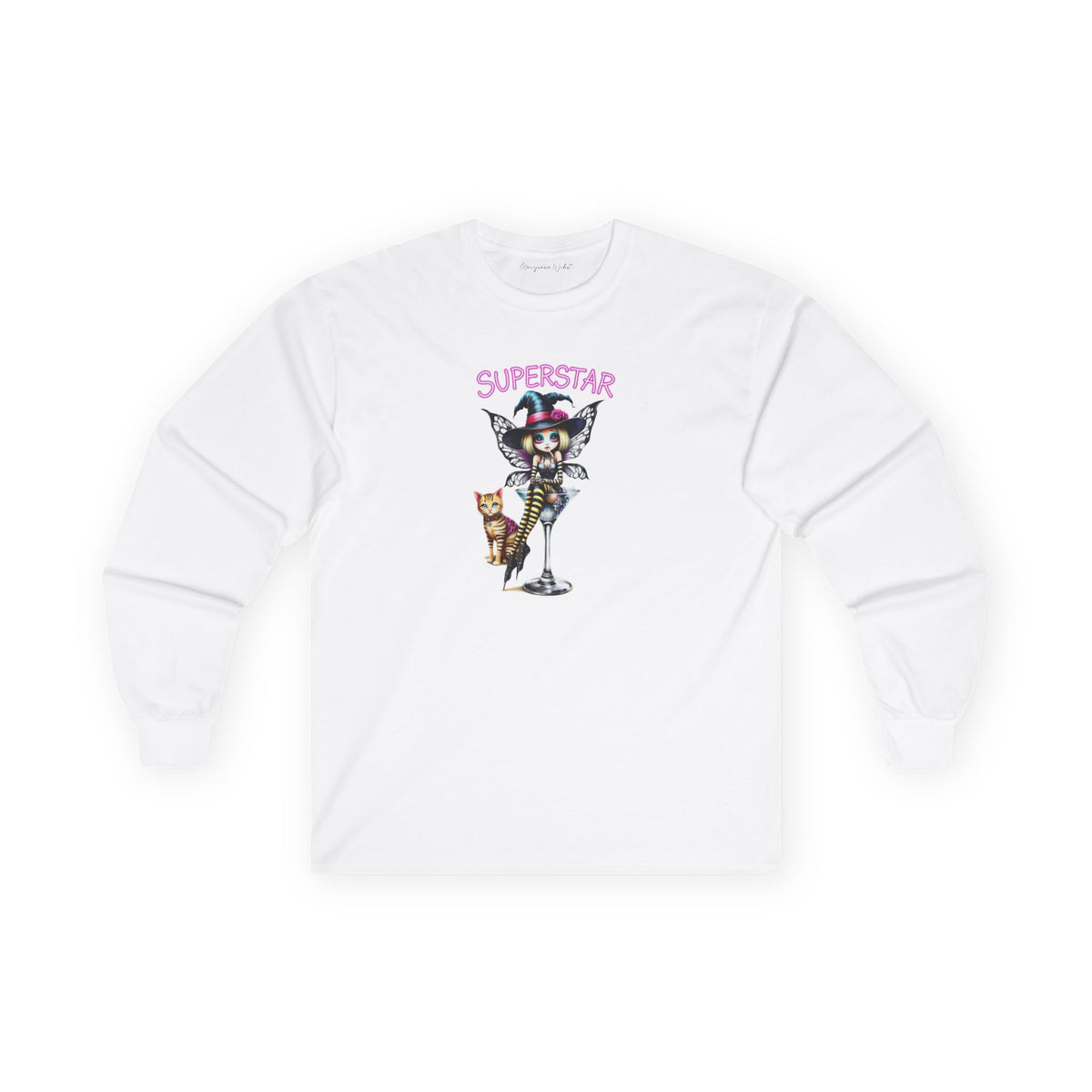 Halloween Fairy - Superstar - Fairy Witch and Cat - Unisex Long Sleeve Tee - Marijuana Widow