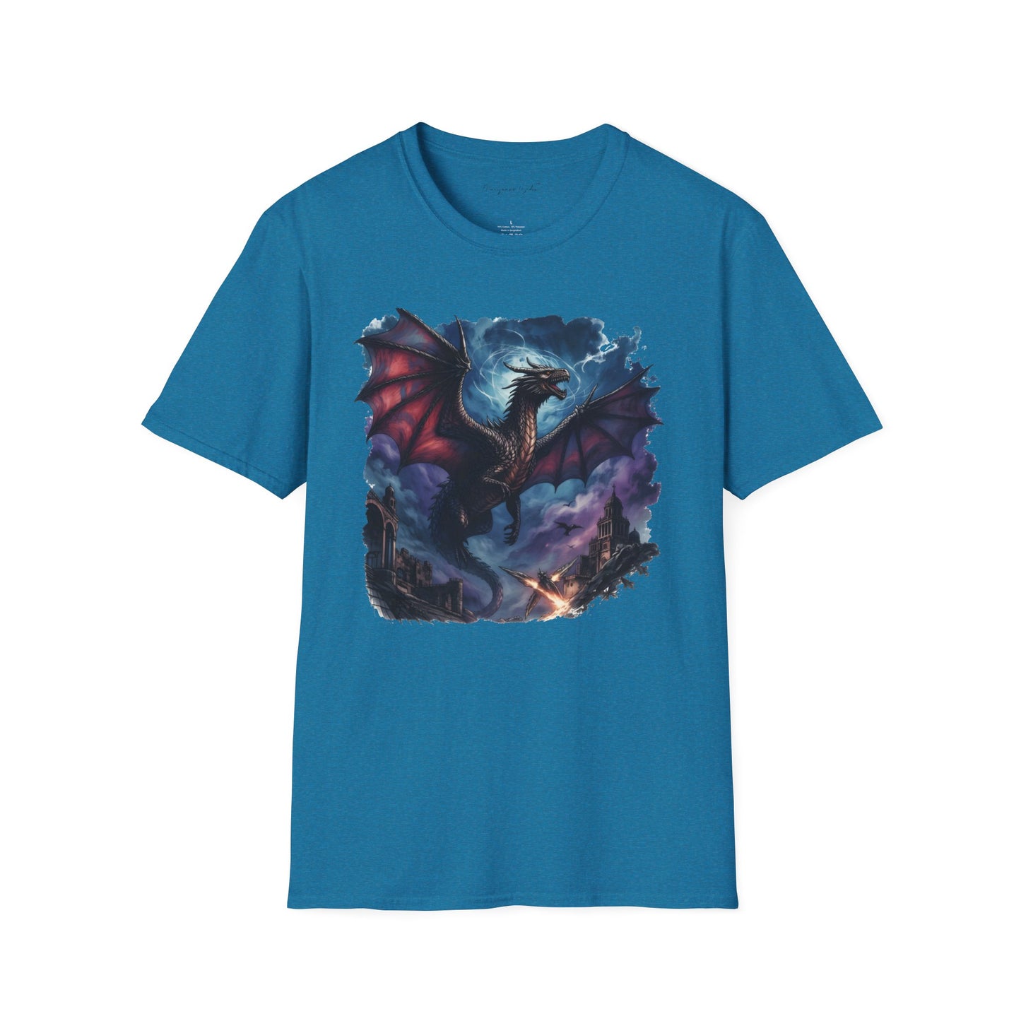 Dragon Night Above the Tower Unisex T-Shirt — Fantasy Dragon Artwork Tee