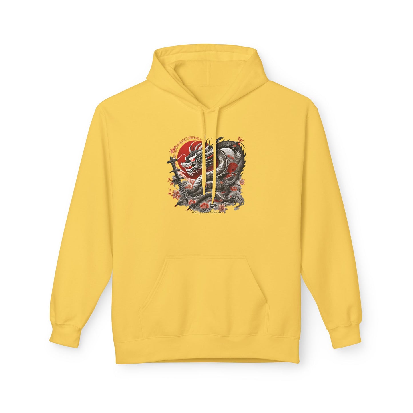 Koi Dragon Hoodie - Japanese Tattoo Style, Red Black - Unisex Sweatshirt