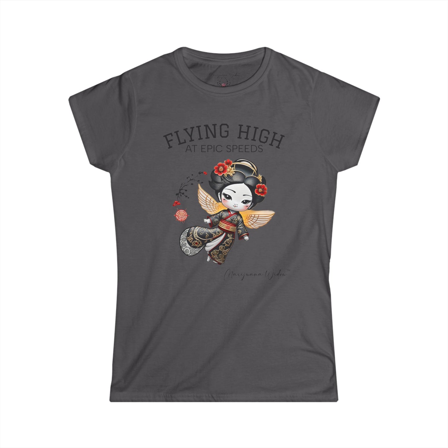 Geisha Angel — Flying High — Floral Kokeshi Doll Women's Tee