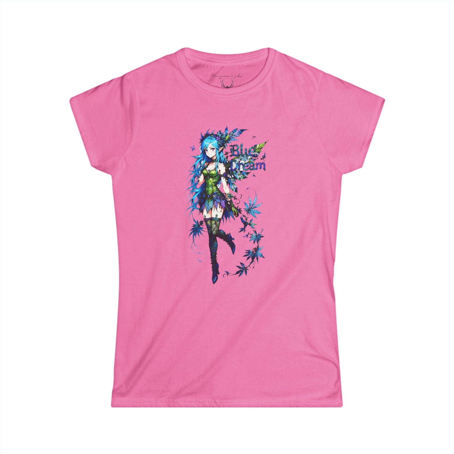 Blue Dream Anime Fairy T-Shirt — Floral Fantasy Graphic Unisex T-shirt