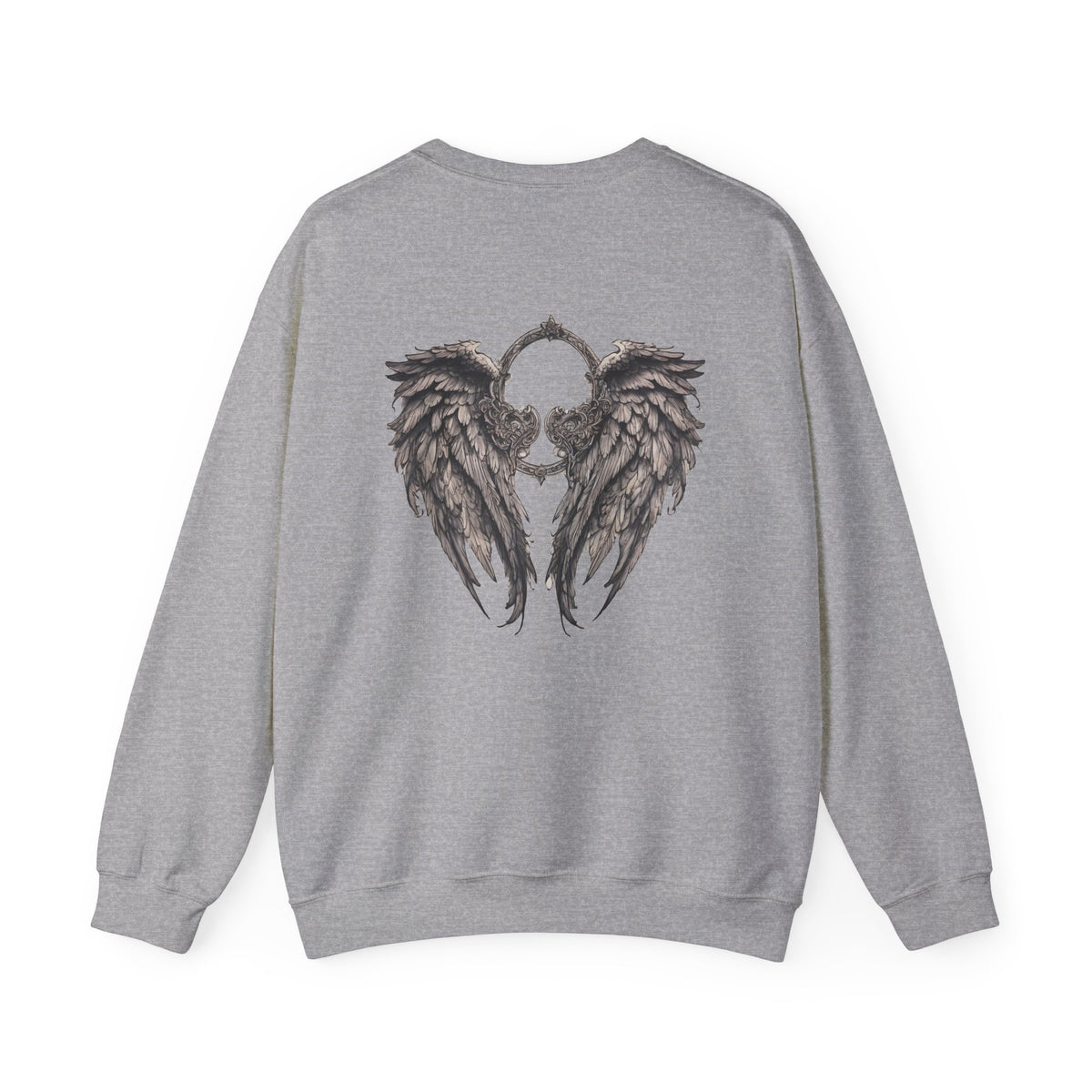Marijuana Widow Gothic Angel Wings Sweatshirt - Wings Skulls Graphic Front and Back - Marijuana Widow