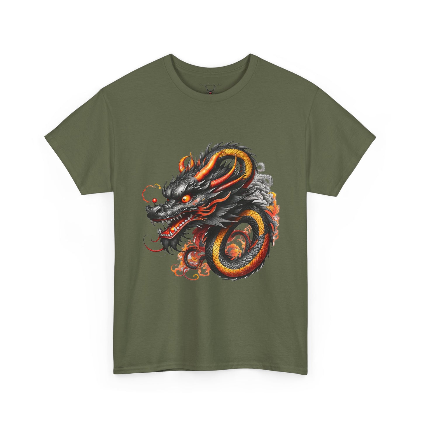 Dragon Head Graphic Tee - Fiery Asian Mythology Design - Unisex T-Shirt
