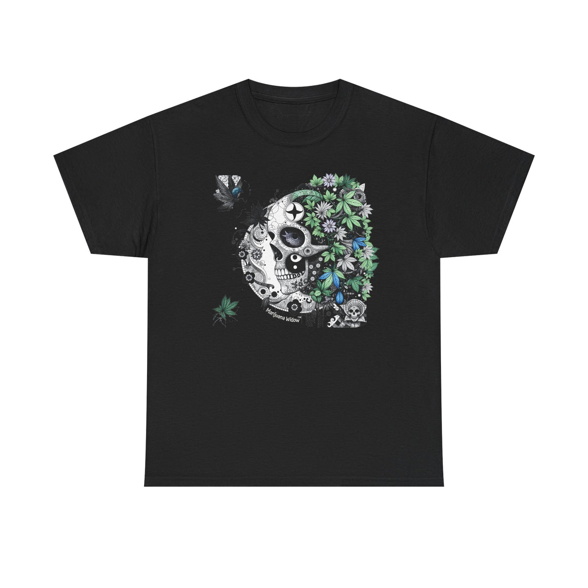 Blowing in the Wind - Skull and Leaves Unisex T-Shirt - Marijuana Widow