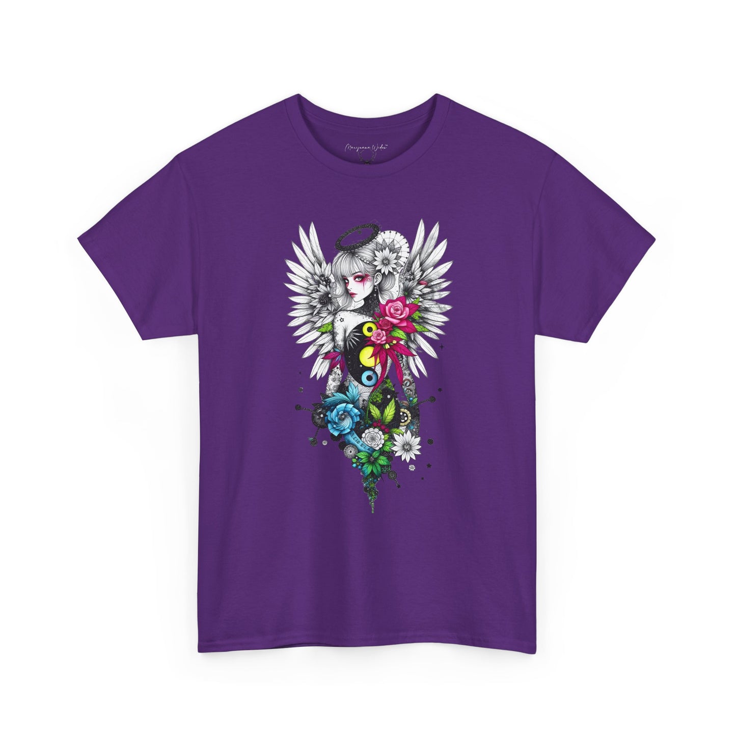 Angel Halo Floral Tee — Gothic Floral Graphic T-Shirt