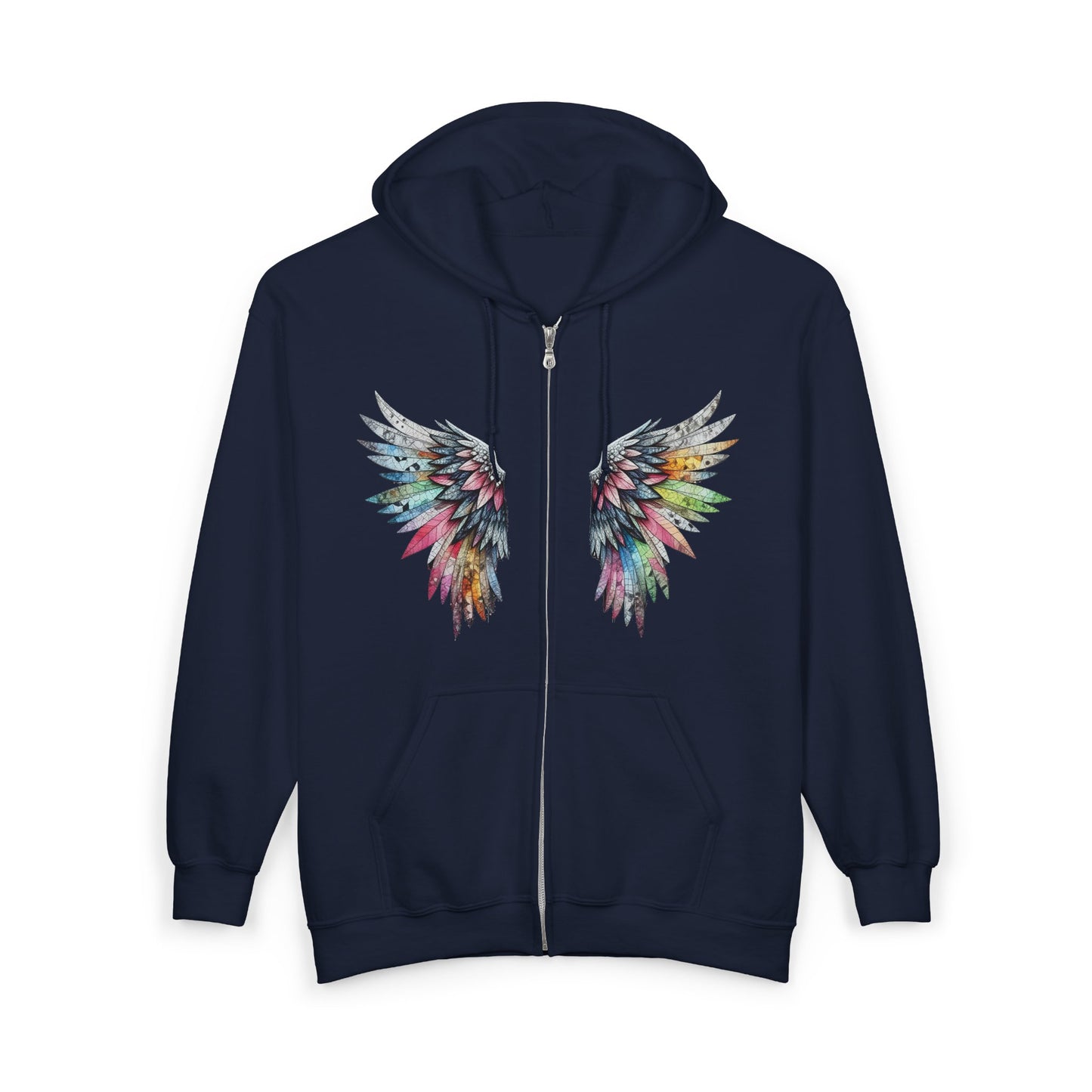 Angel Wings – Watercolor Feathered Wing Design - Full-Zip Hoodie