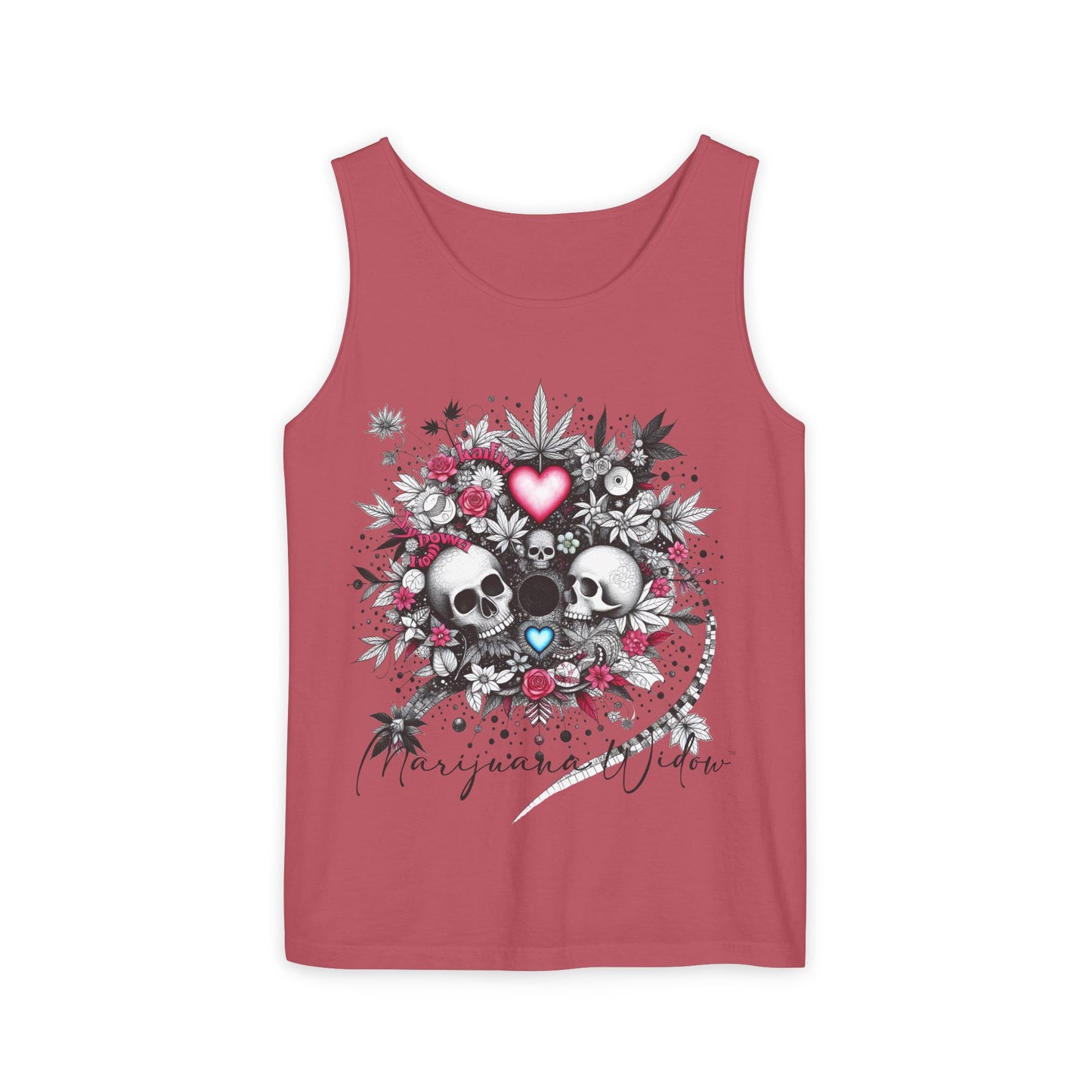 Skull & Roses Tank Top — Romantic Gothic Floral Graphic - Unisex Tank Top