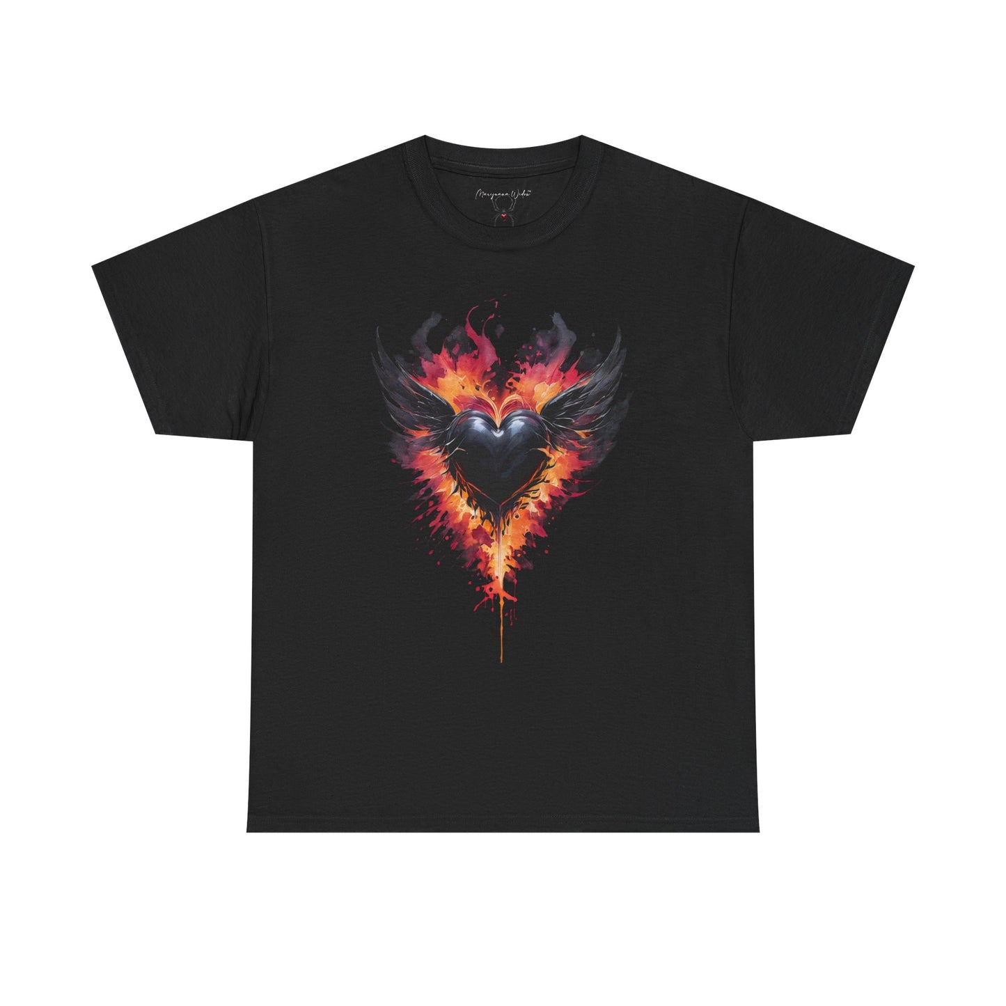Flaming Heart Tee — Gothic Fire Heart Graphic Unisex T-Shirt