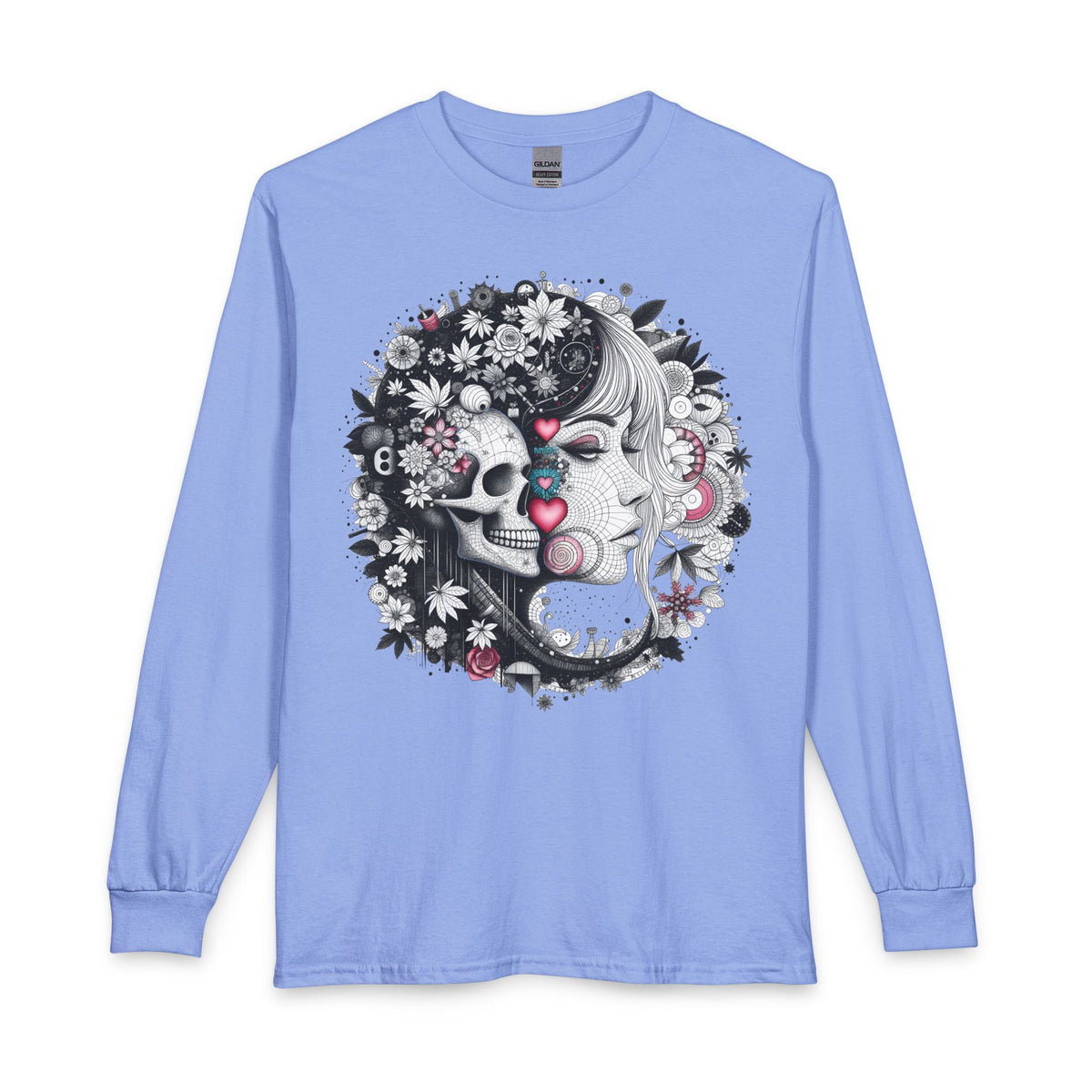 Skull & Mary Floral Long Sleeve Tee — Day of the Dead Romance - Marijuana Widow