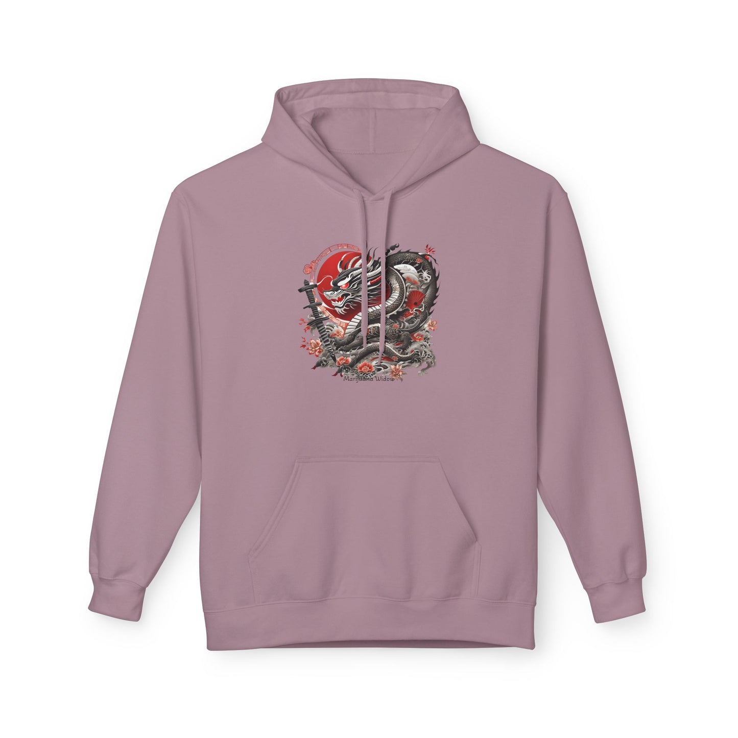 Koi Dragon Hoodie - Japanese Tattoo Style, Red Black - Unisex Sweatshirt