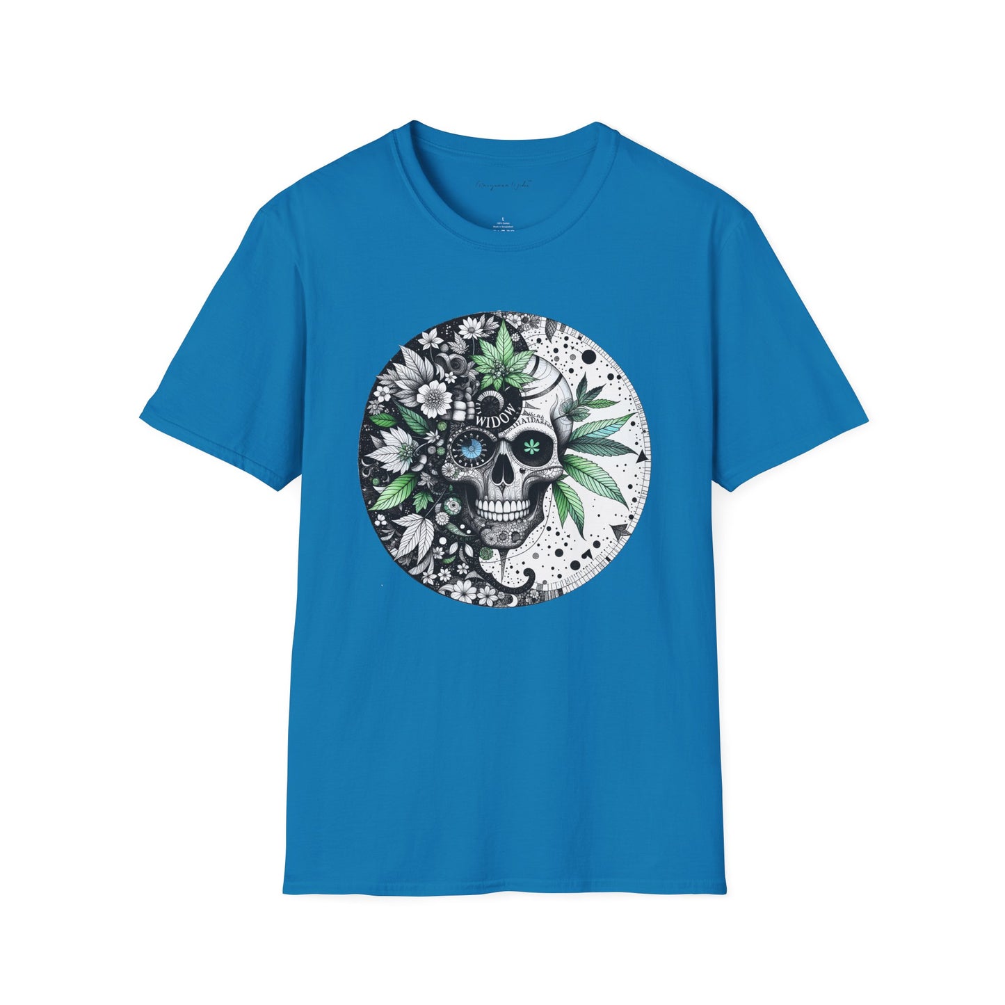 Skull Floral Tee — 'Widow' Botanical Day of the Dead Graphic Unisex Soft T-Shirt