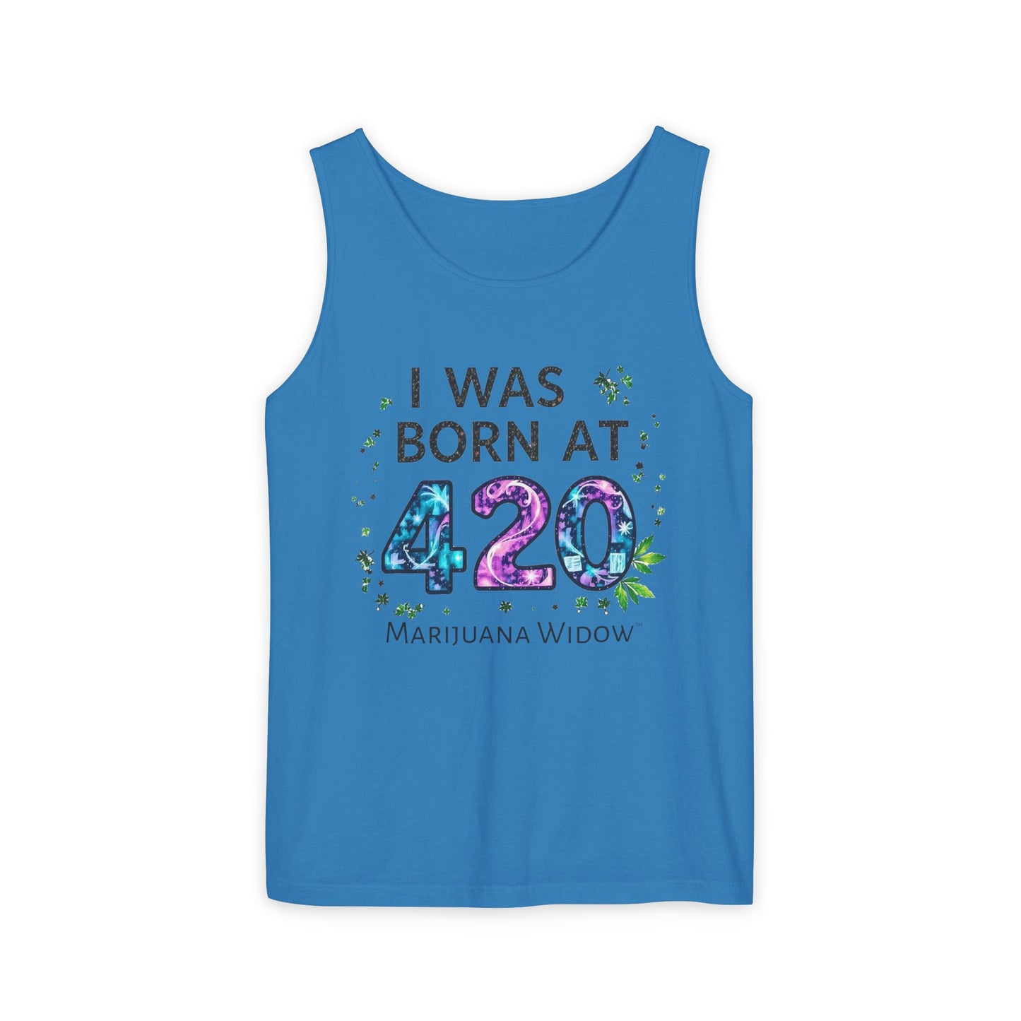 Born at 4/20 Tank Top – 'I Was Born At 420' Cannabis Graphic Tank - Unisex Tank Top