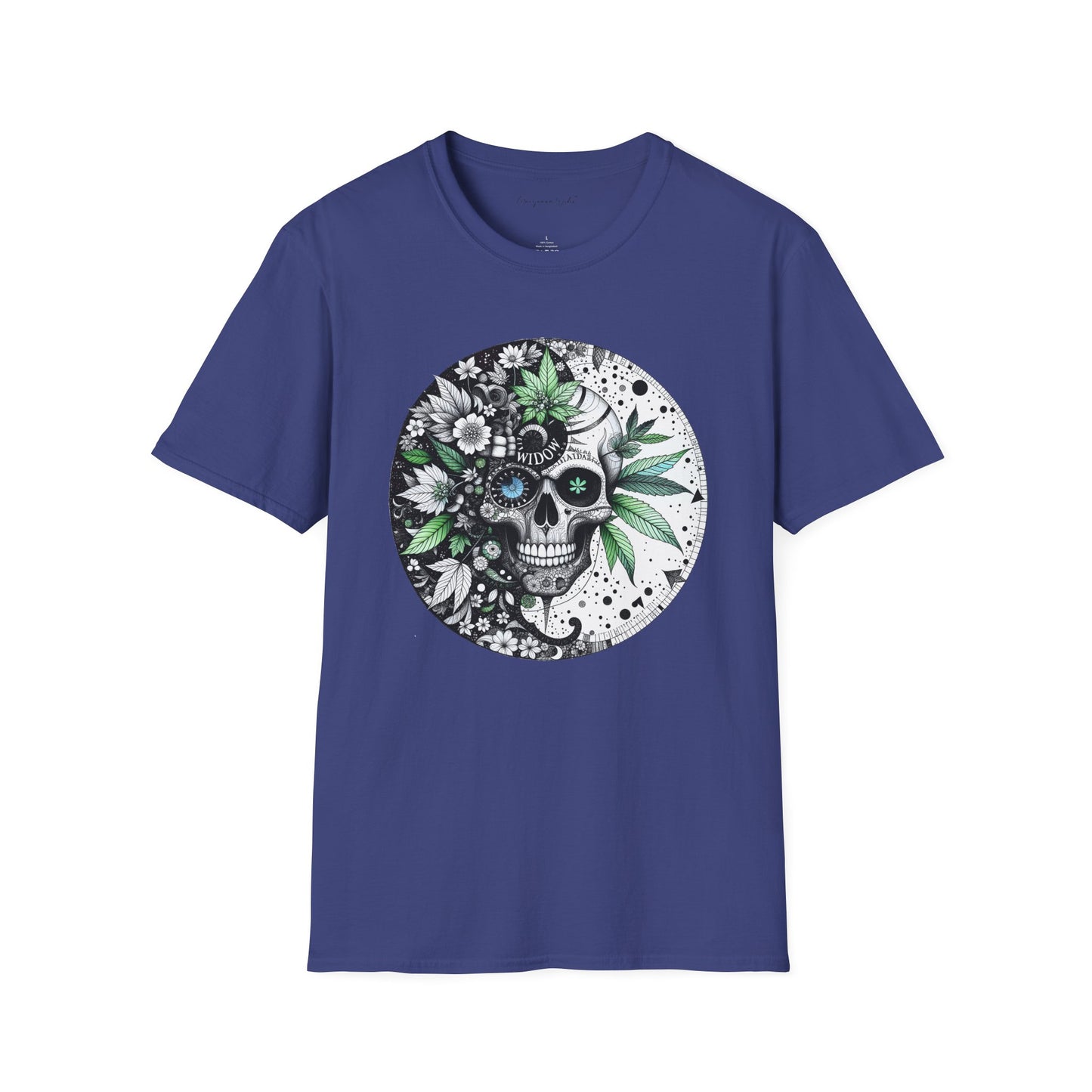 Skull Floral Tee — 'Widow' Botanical Day of the Dead Graphic Unisex Soft T-Shirt