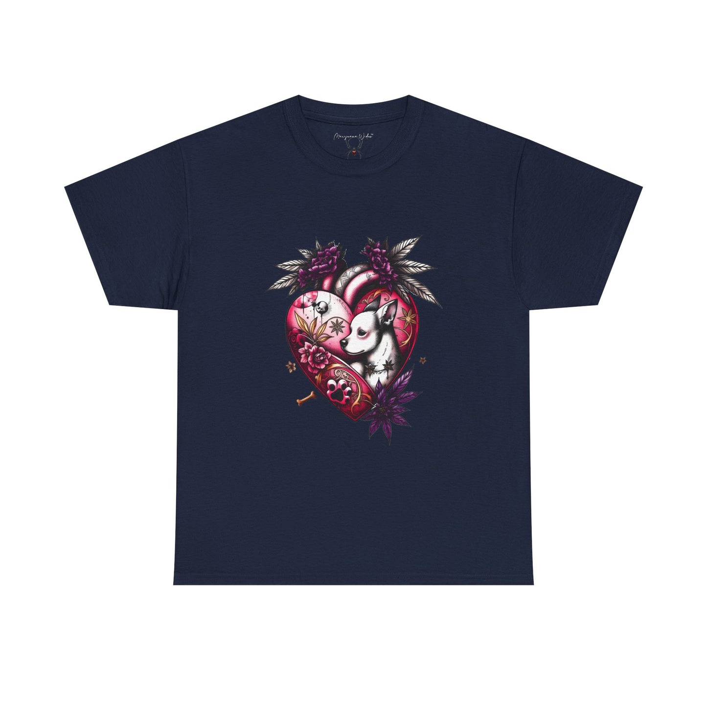 I Love Dogs - Chihuahua Valentine Heart Tee — Gothic Floral Dog Graphic Unisex T-Shirt