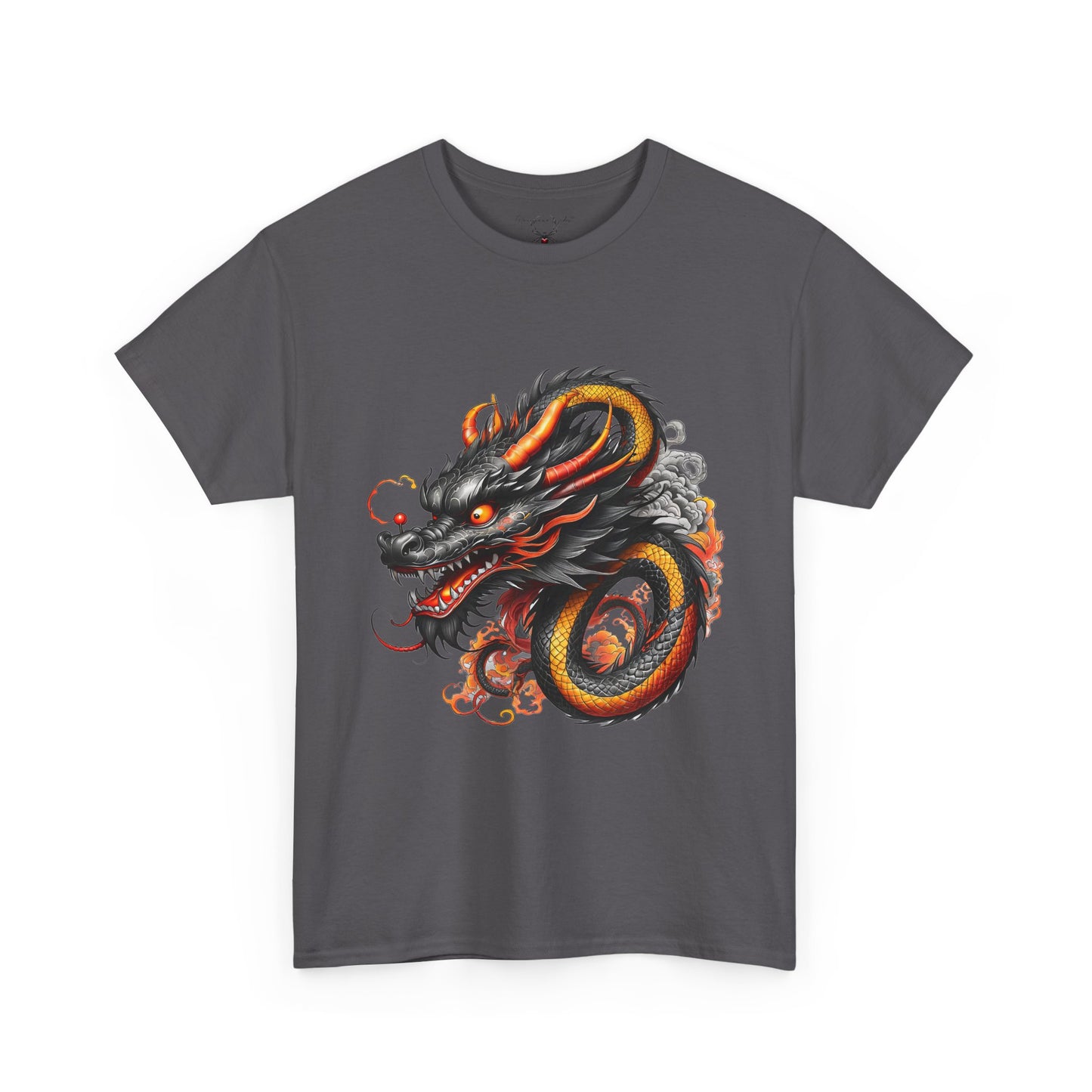 Dragon Head Graphic Tee - Fiery Asian Mythology Design - Unisex T-Shirt