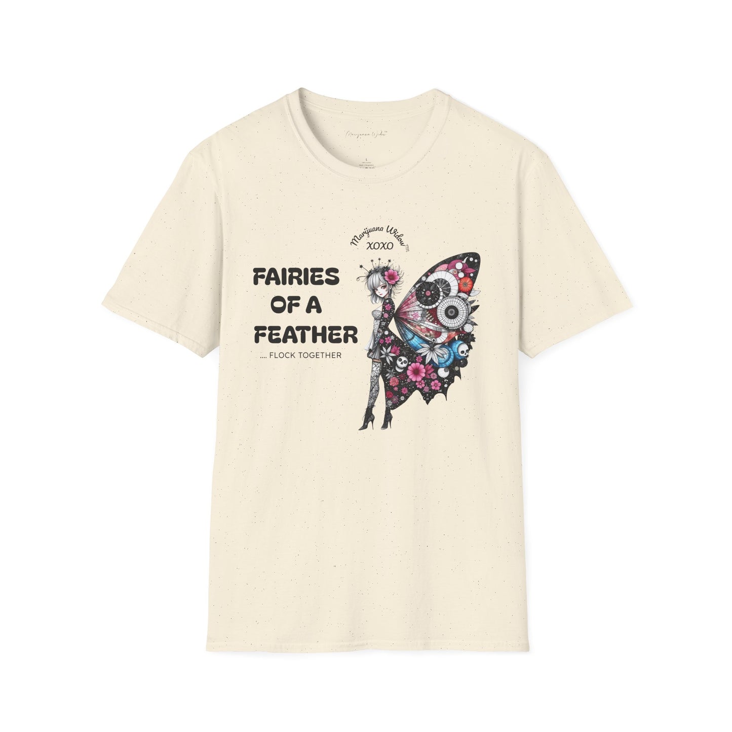Fairies of a Feather T-Shirt — Floral Skull Wing Graphic Unisex Tee