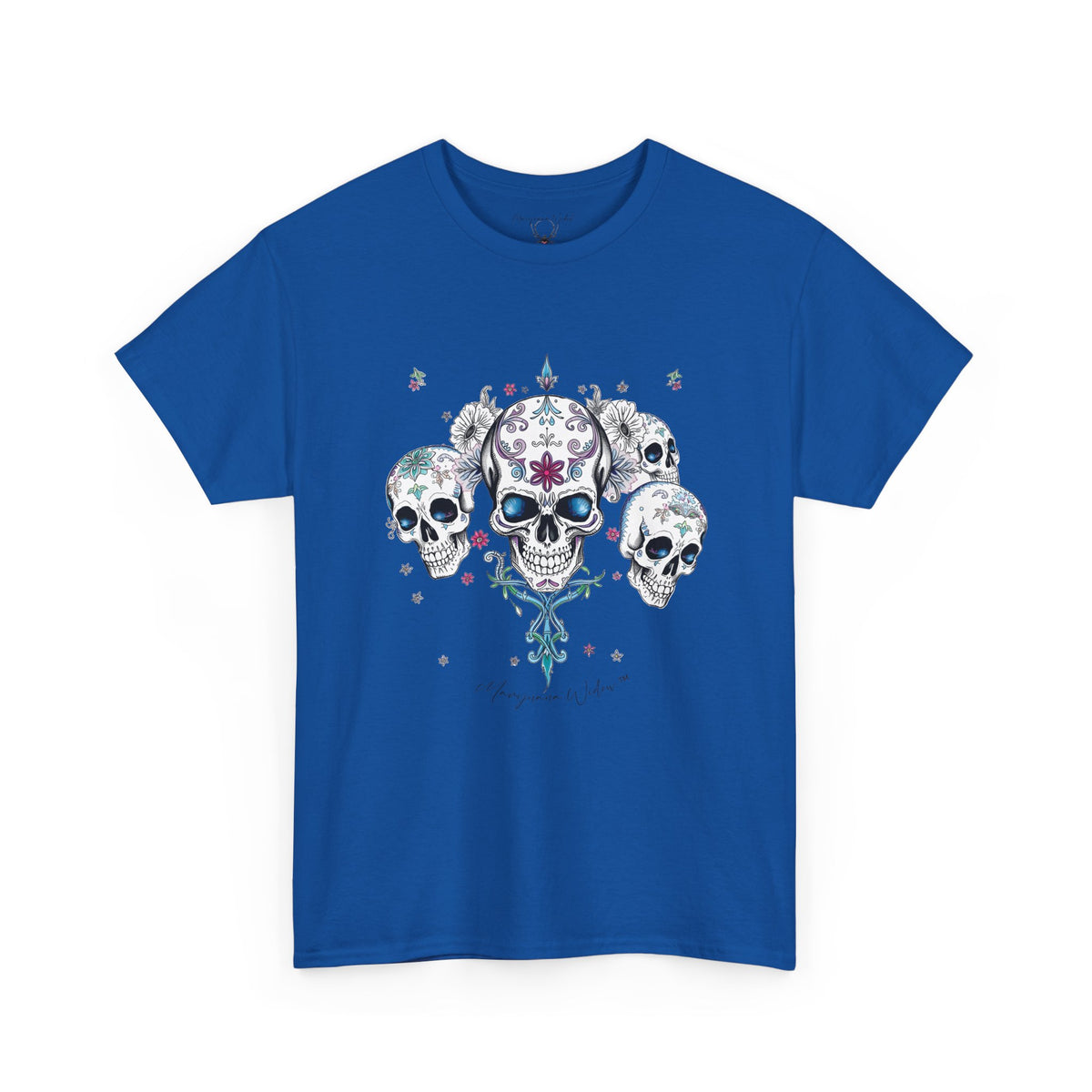 Dia de Los Muertos - Skulls - Blue Pink Green - Unisex T-shirt - Marijuana Widow