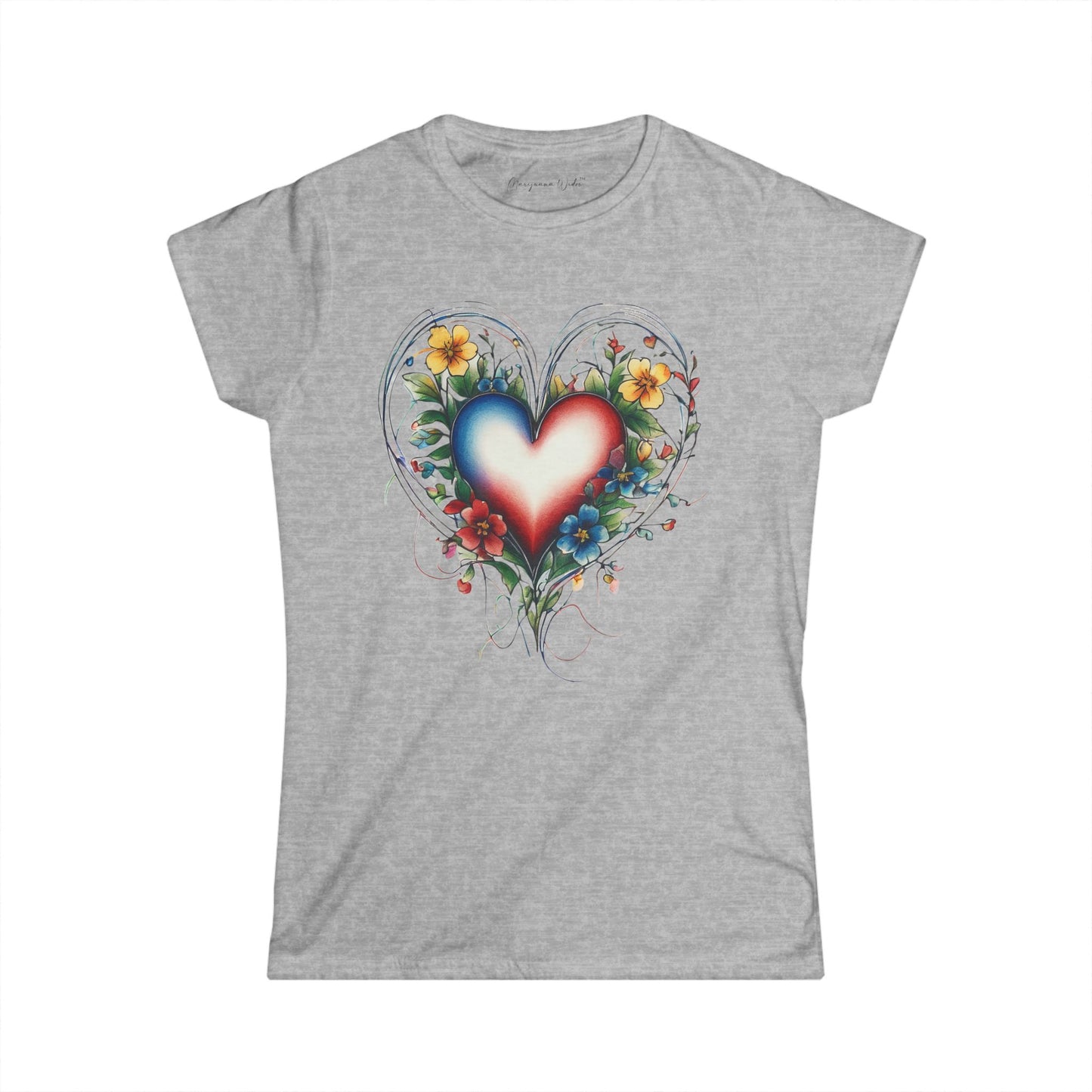 Floral Heart Women's Tee — Bright Heart Bloom Graphic Shirt