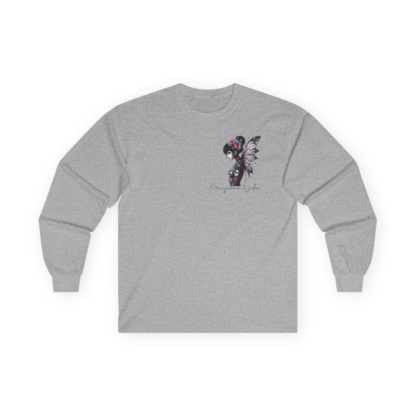 Wing and a Prayer - Fairy Butterfly Wings Long Sleeve Tee — Floral Gothic Butterfly Graphic