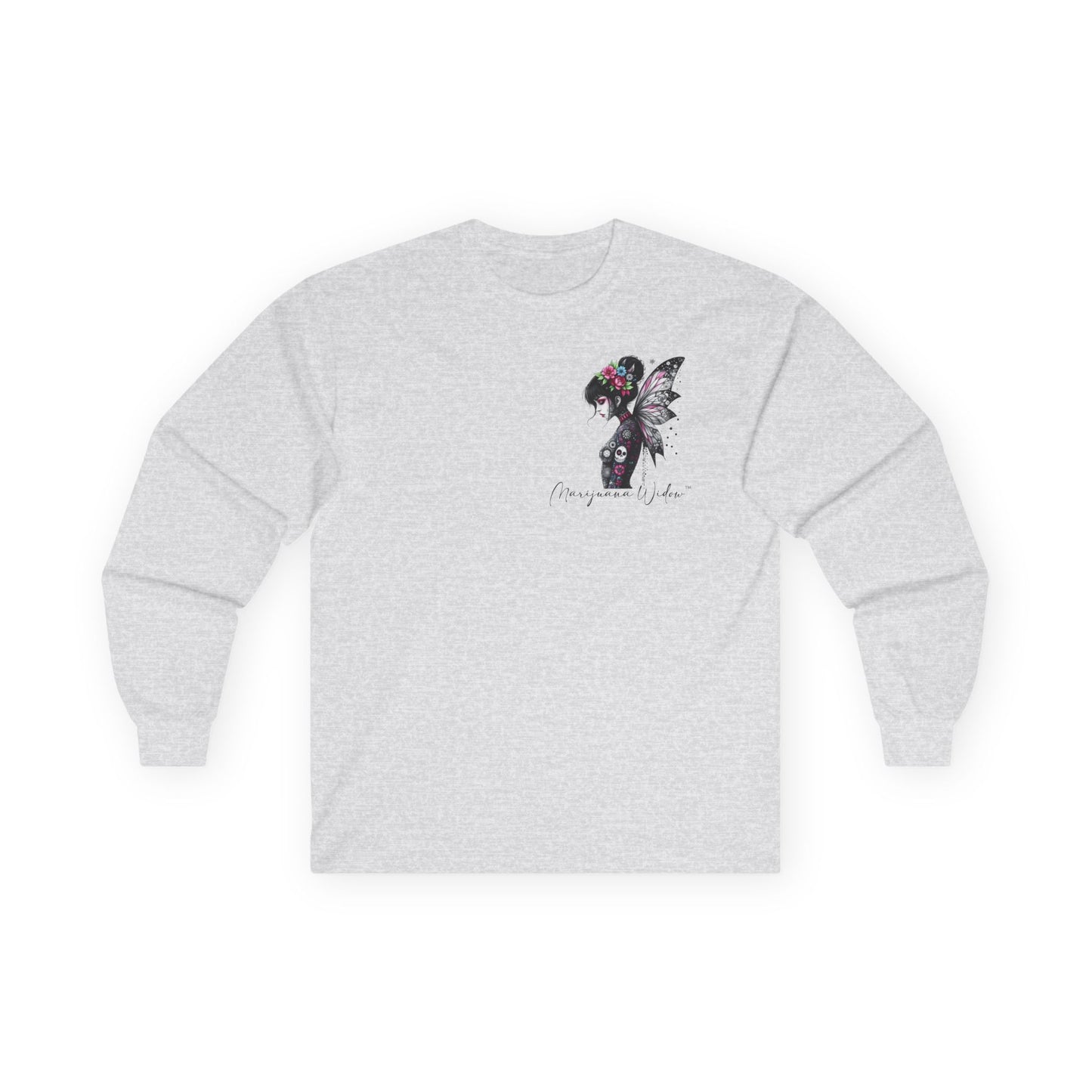 Wing and a Prayer - Fairy Butterfly Wings Long Sleeve Tee — Floral Gothic Butterfly Graphic