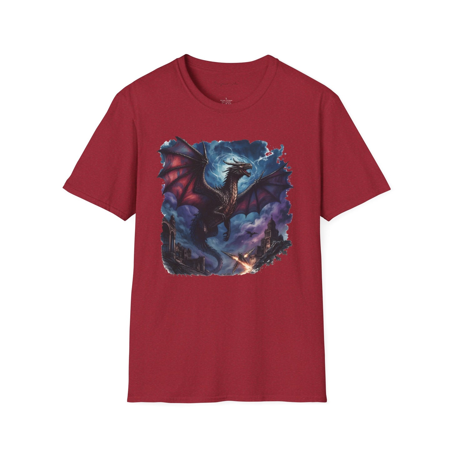 Dragon Night Above the Tower Unisex T-Shirt — Fantasy Dragon Artwork Tee