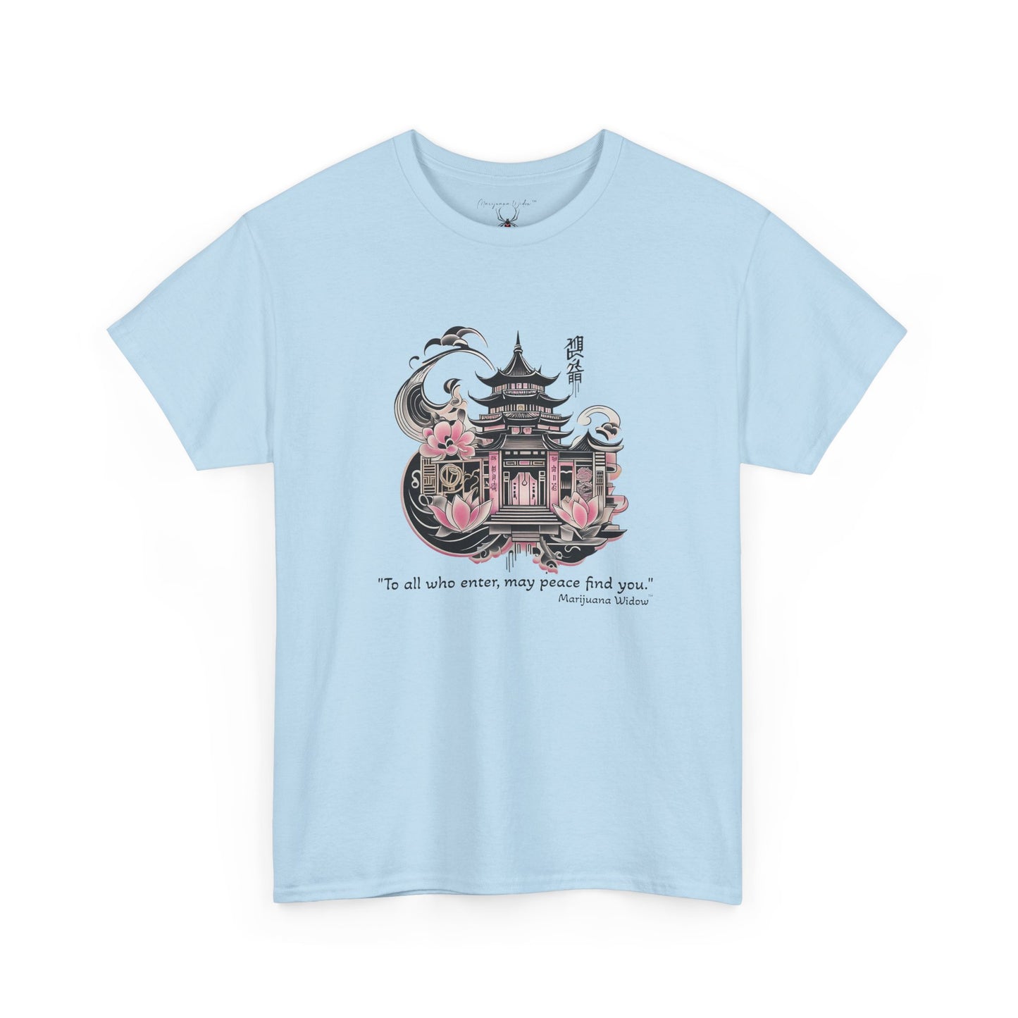 Japanese Temple Sakura T‑Shirt — Pagoda with Cherry Blossoms - Unisex T-Shirt