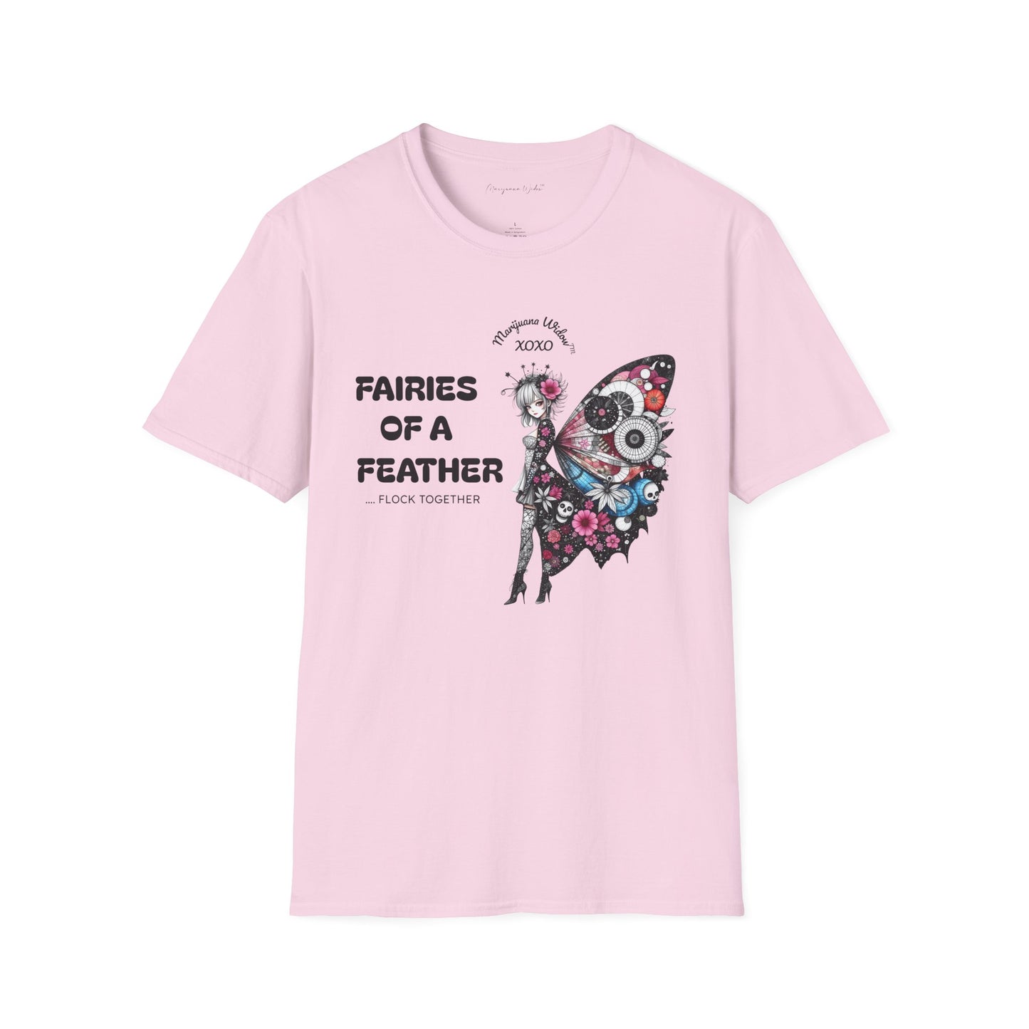 Fairies of a Feather T-Shirt — Floral Skull Wing Graphic Unisex Tee