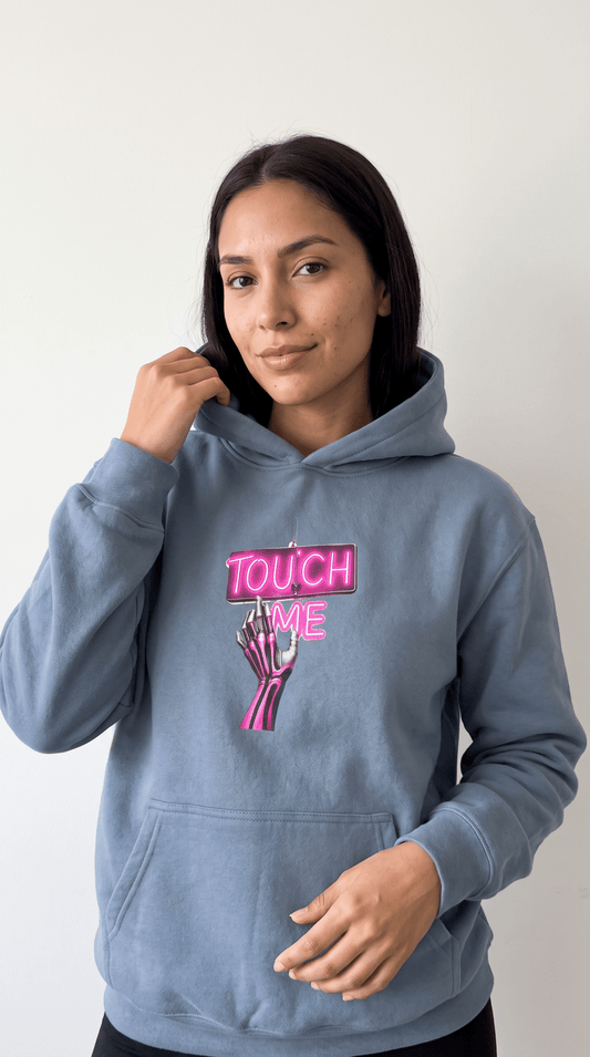 Touch Me Hoodie - Pink Neon Sign — Retro Pink Graphic Pullover