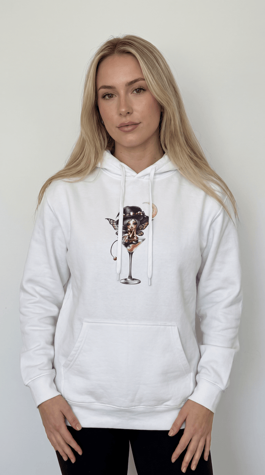 Halloween Fairy - Martini Bath Graphic Unisex Hoodie — Retro Cocktail Illustration