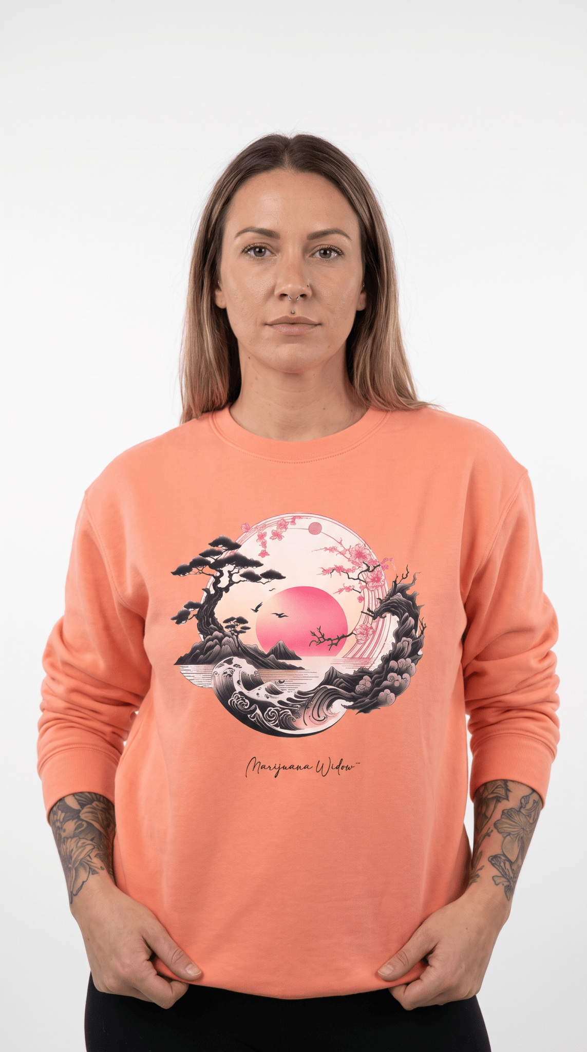 Japanese Sunset Cherry Blossom Sweatshirt - Marijuana Widow