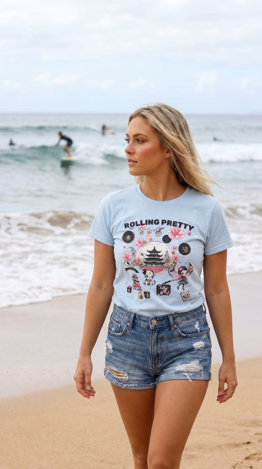 Geisha Angel on Vacation — Rolling Pretty - Women's Tee