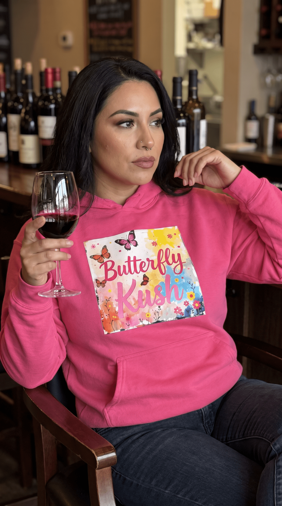 Butterfly Kush Hoodie - Floral Watercolor Comfort Unisex Sweatshirt - Marijuana Widow
