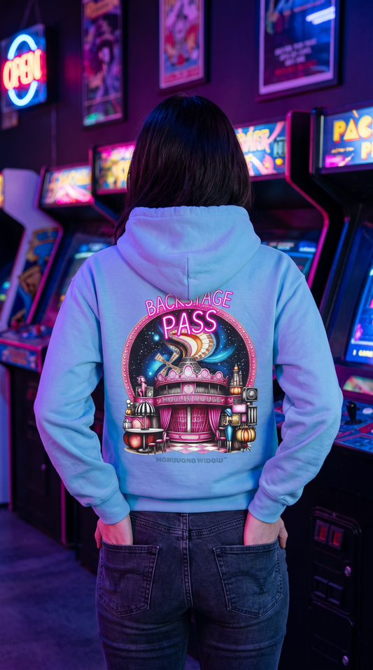 Backstage Pass Hoodie - Boozy Fairy - Neon Burlesque Theater Graphic Unisex Pullover