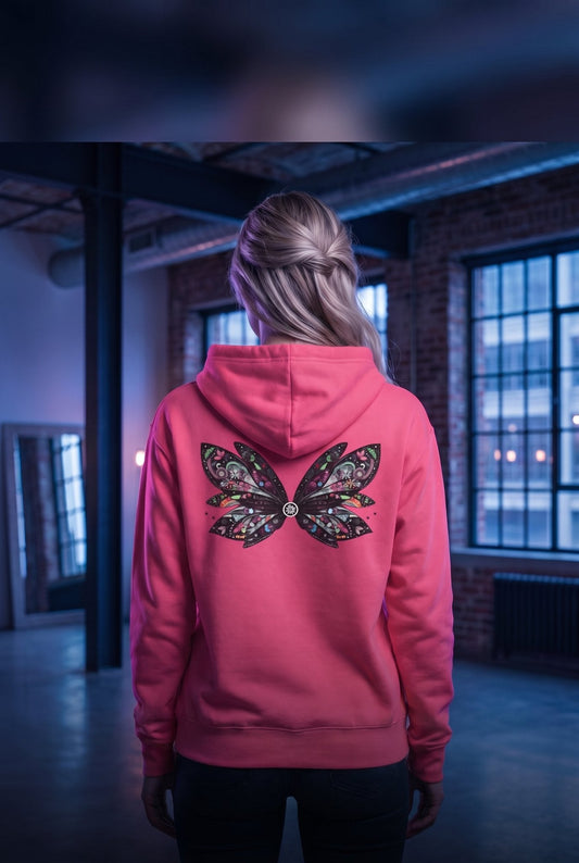 Praying for Peace - Fairy Butterfly Floral Wings Hoodie — Whimsical Butterfly Silhouette Pullover
