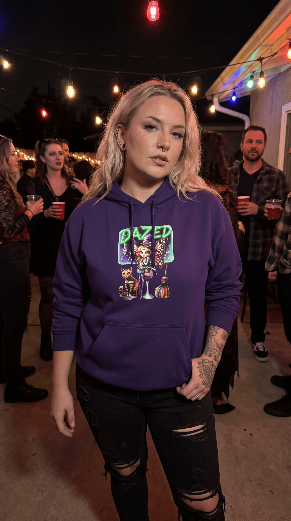 Halloween Fairy - Dazed - Retro Neon Unisex Hoodie - Marijuana Widow