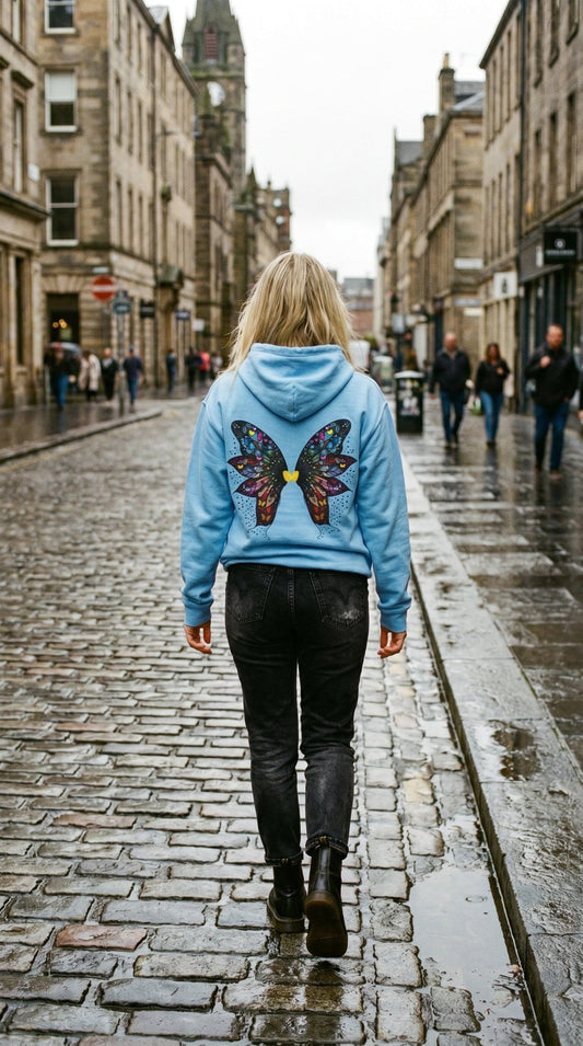 Fairy Dancer - Fairy Butterfly Wings Hoodie — Colorful Butterfly Mosaic Design