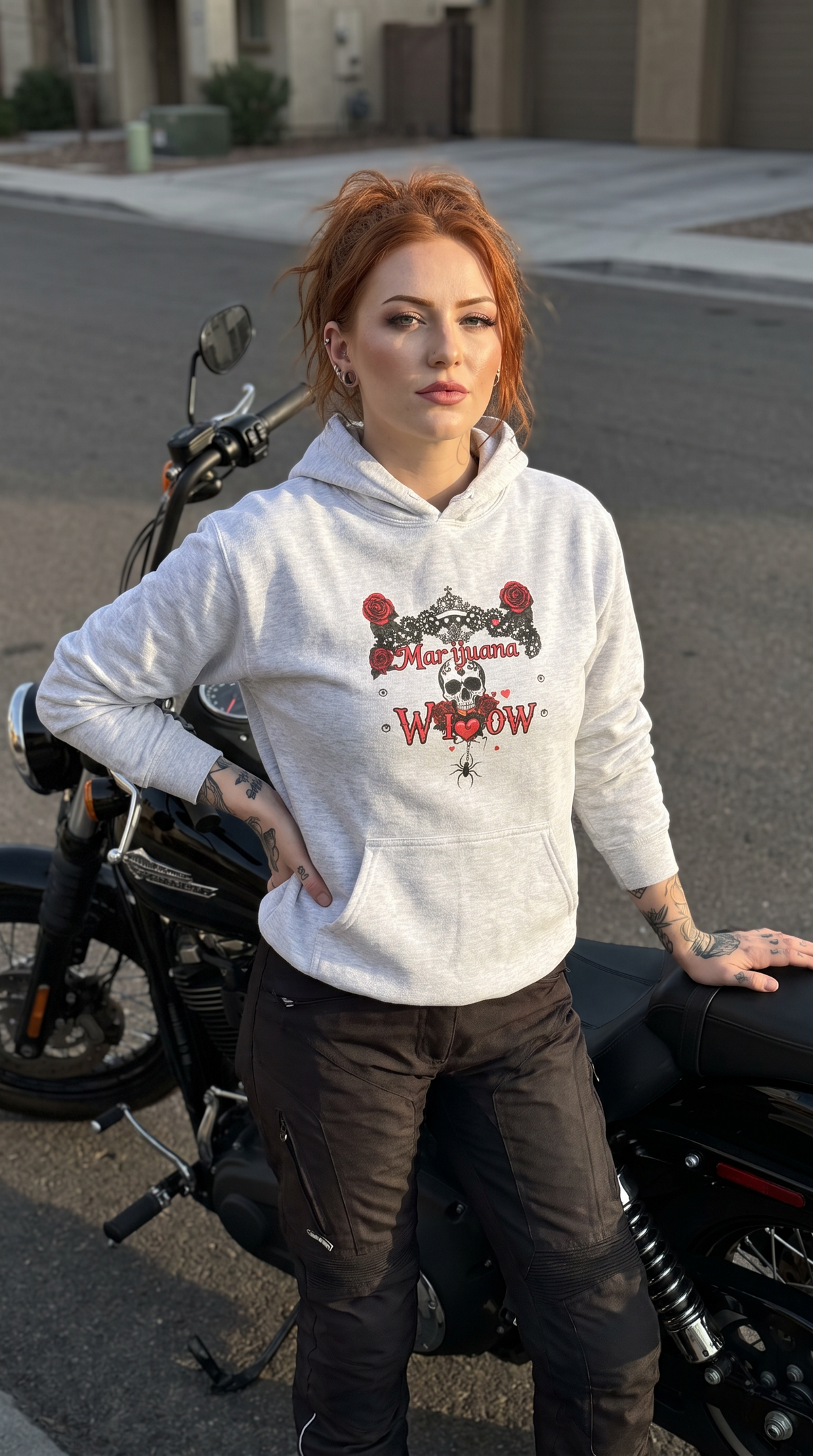 Royalty Hoodie - Skull Spider Rose Gothic Floral Graphic Pullover